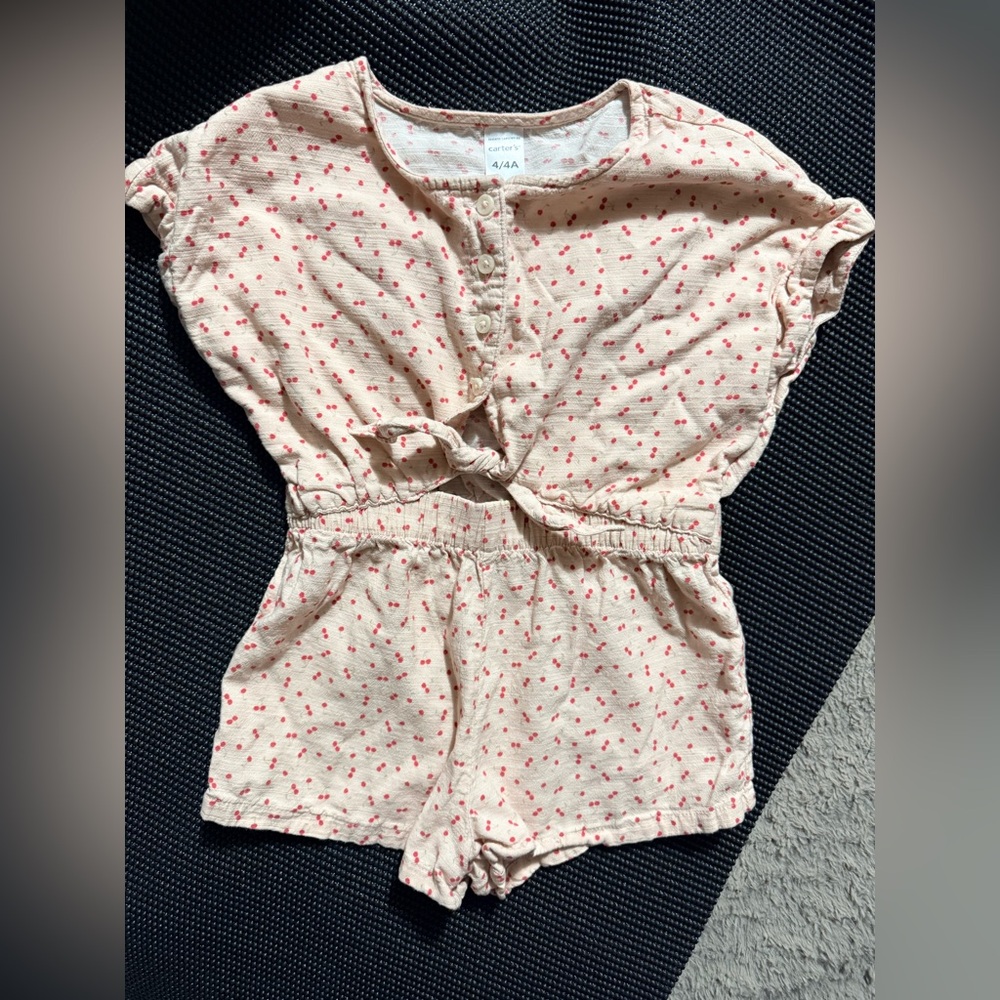 Carter's Cream and Red Dotted Romper